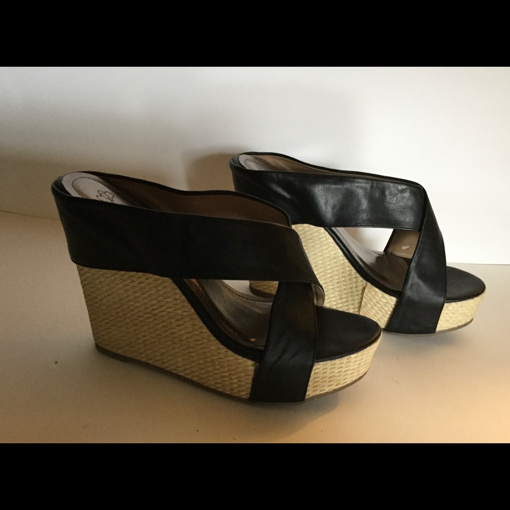 DbDk Black Espadrille Platform Sandals
